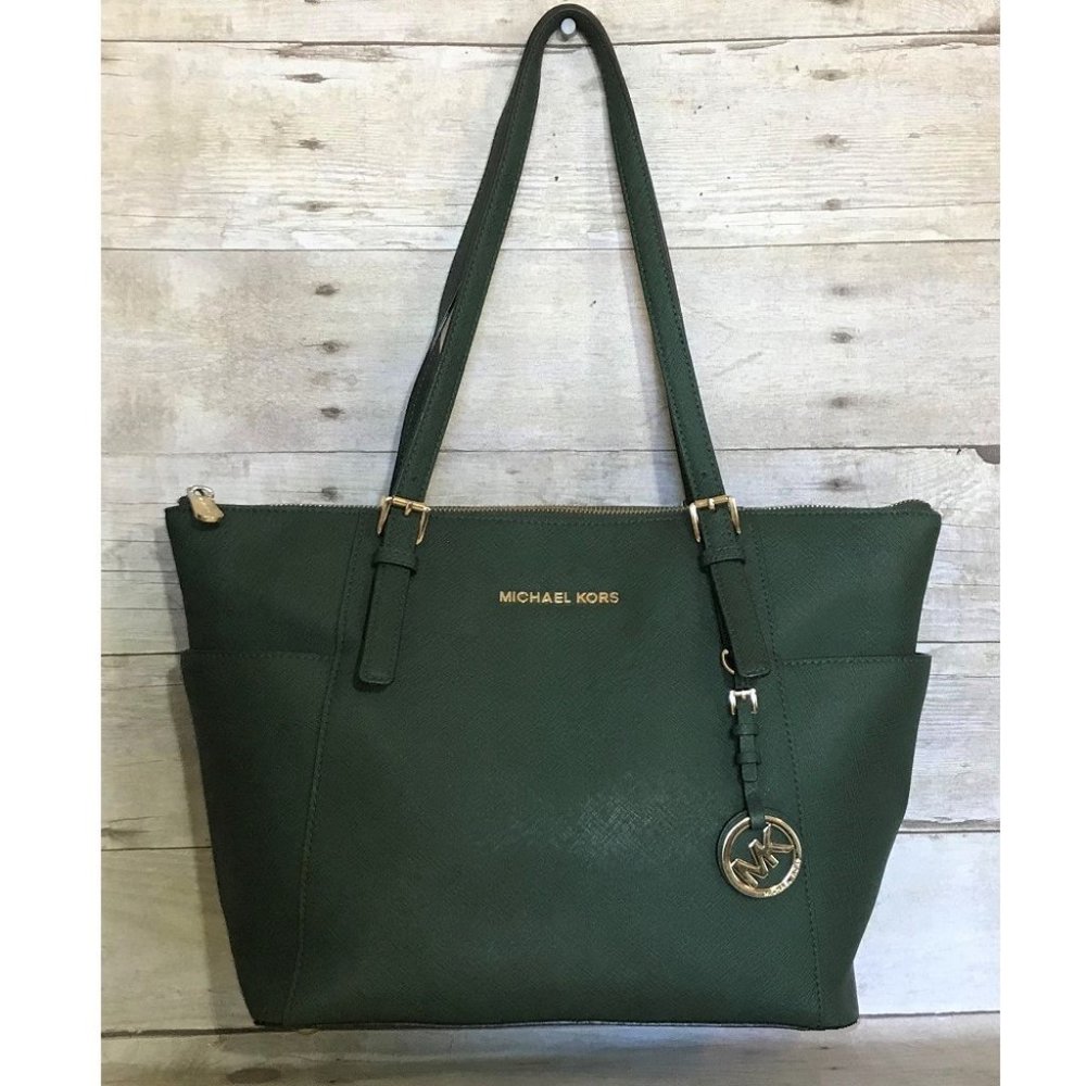Michael Kors Jet Set Green Tote Bag Purse
